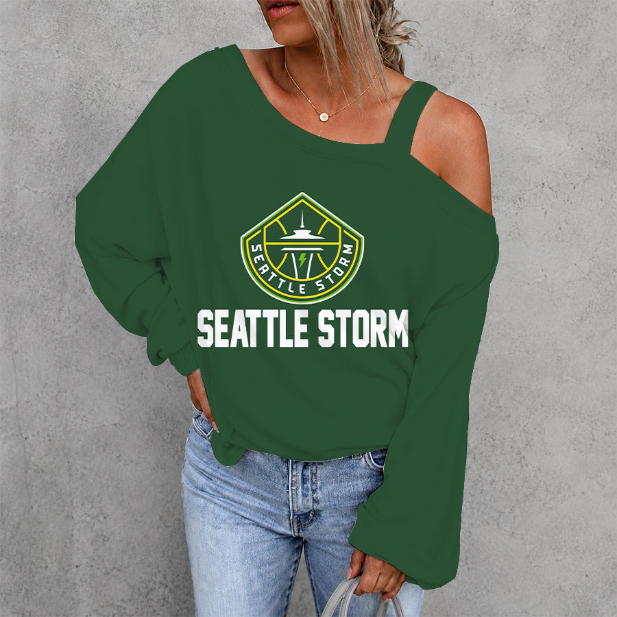 [FAN FAVORITE] NEW CUSTOMIZED WNBA12 STS SEATTLE STORM WOMEN'S OFF-SHOULDER LONG SLEEVE SHIRT