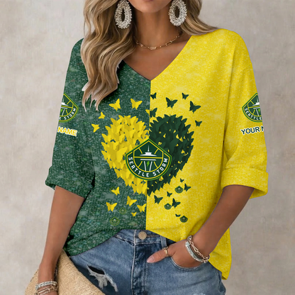 LIMITED EDITION - NEW CUSTOMIZED WNBA12 STS SE STORM WOMEN'S HEART V-NECK LONG SLEEVE SHIRT