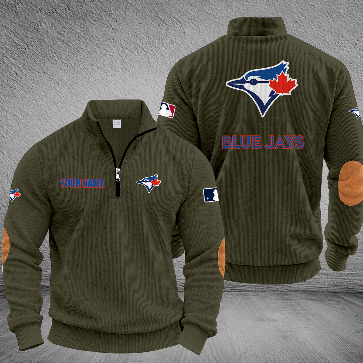 [FLASH SALE] NEW CUSTOMIZED MLB12 TBJ TORONTO BLUE JAYS MULTICOLOR STRIPED QUATER ZIP SWEATSHIRT