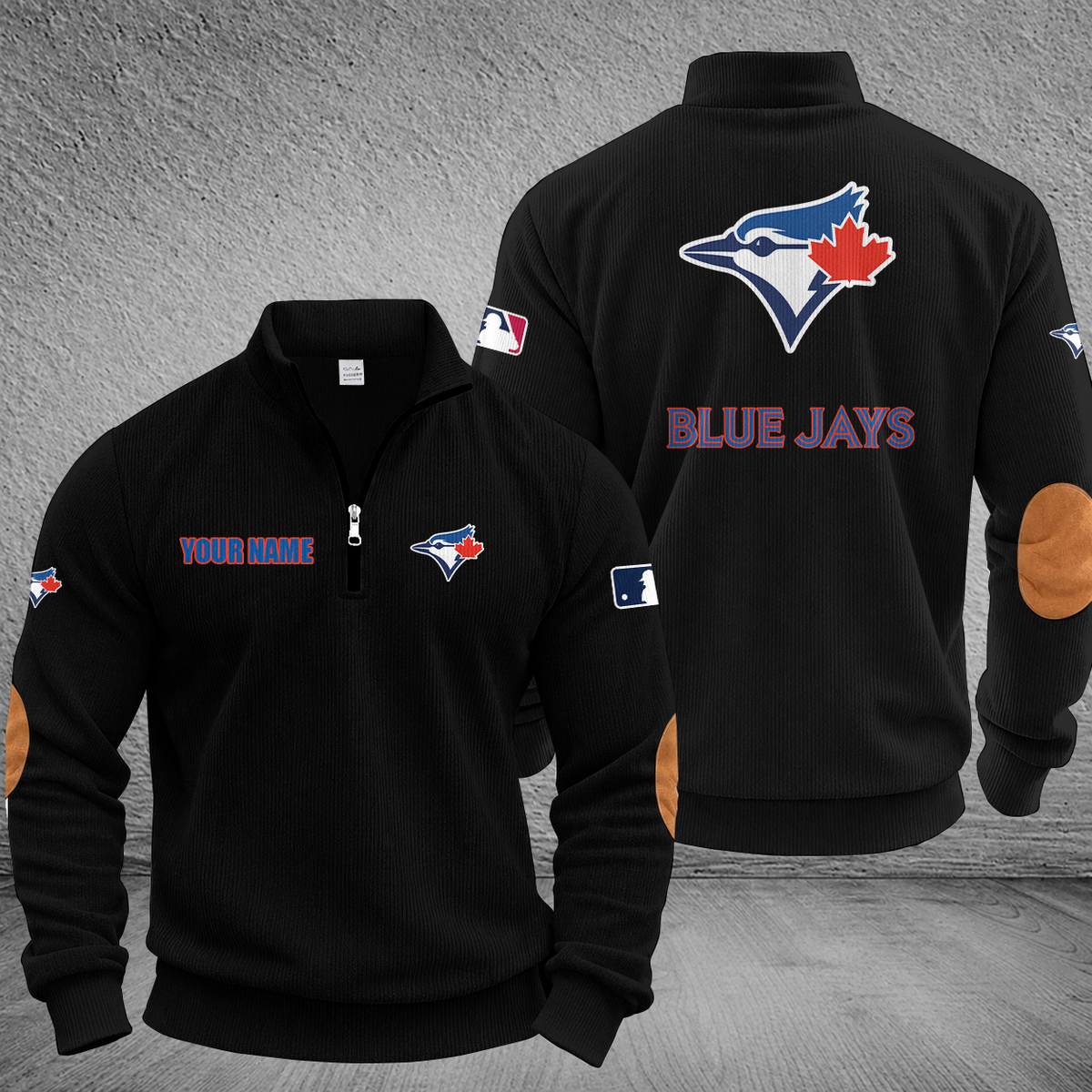 [FLASH SALE] NEW CUSTOMIZED MLB12 TBJ TORONTO BLUE JAYS MULTICOLOR STRIPED QUATER ZIP SWEATSHIRT