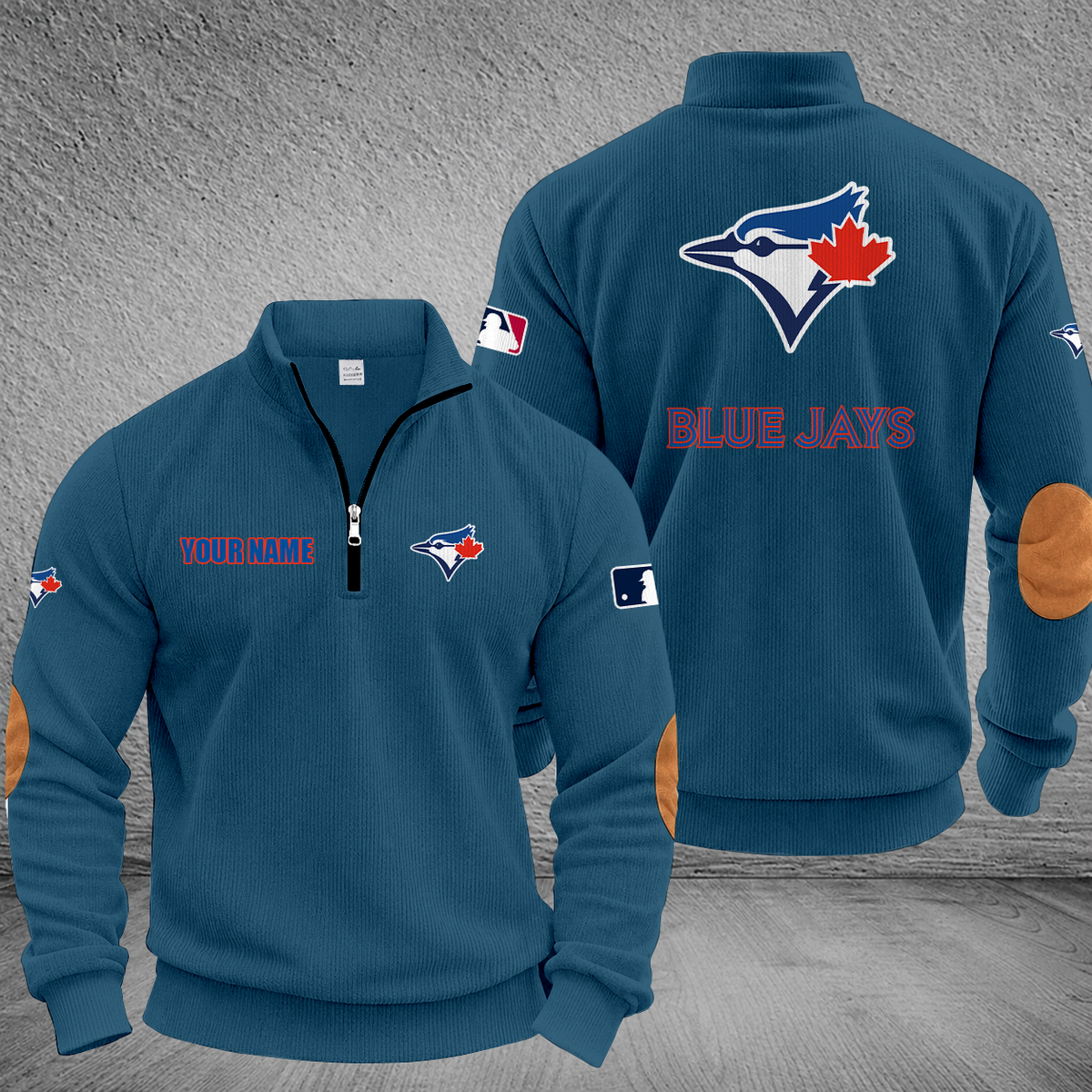[FLASH SALE] NEW CUSTOMIZED MLB12 TBJ TORONTO BLUE JAYS MULTICOLOR STRIPED QUATER ZIP SWEATSHIRT