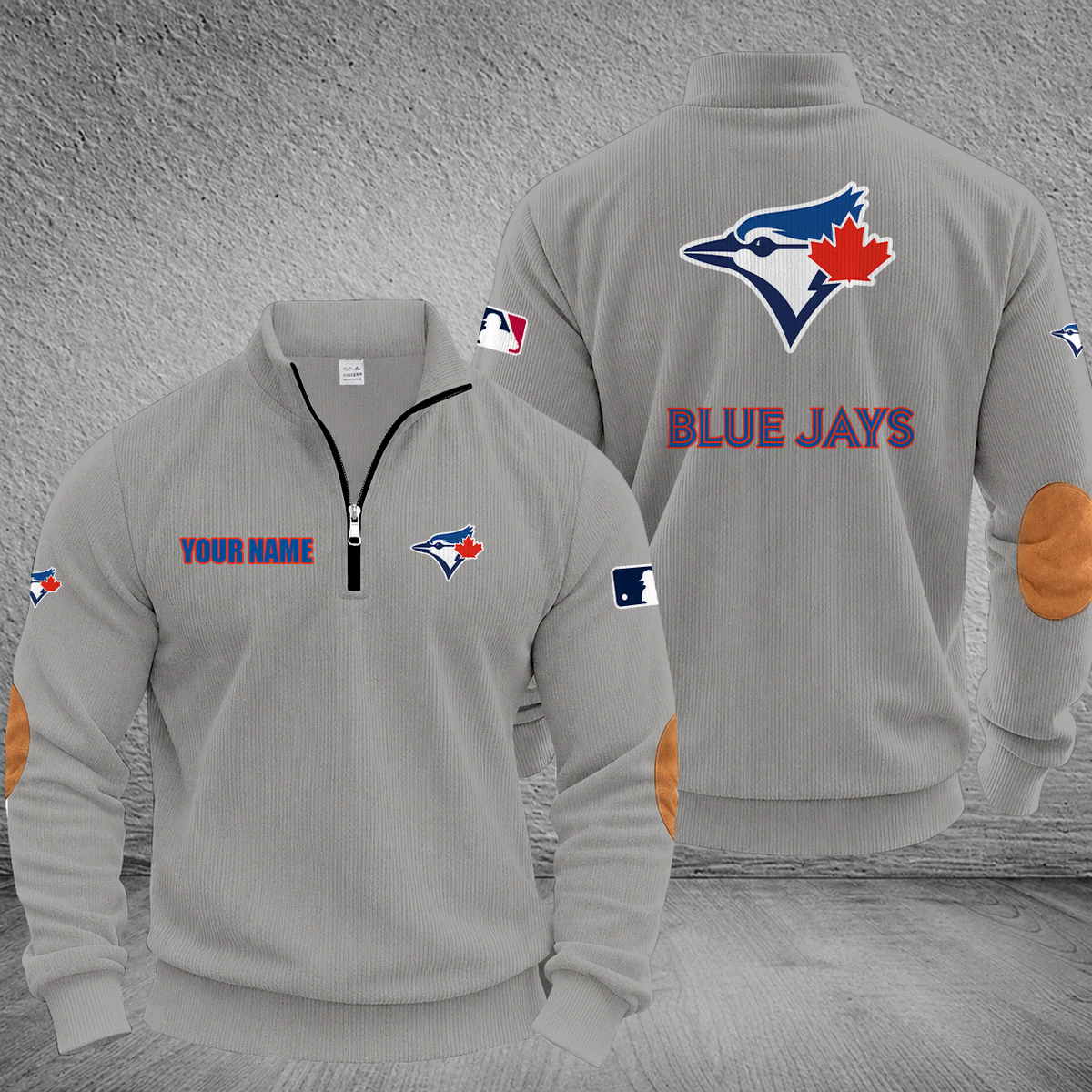 [FLASH SALE] NEW CUSTOMIZED MLB12 TBJ TORONTO BLUE JAYS MULTICOLOR STRIPED QUATER ZIP SWEATSHIRT