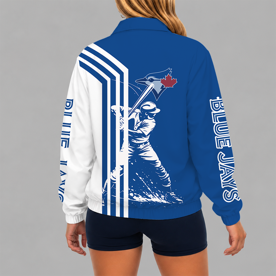 LIMITED EDITION - NEW CUSTOMIZED MLB12 TBJ TORONTO BLUE JAYS V-NECK ZIPPER SWEATSHIRT JACKET