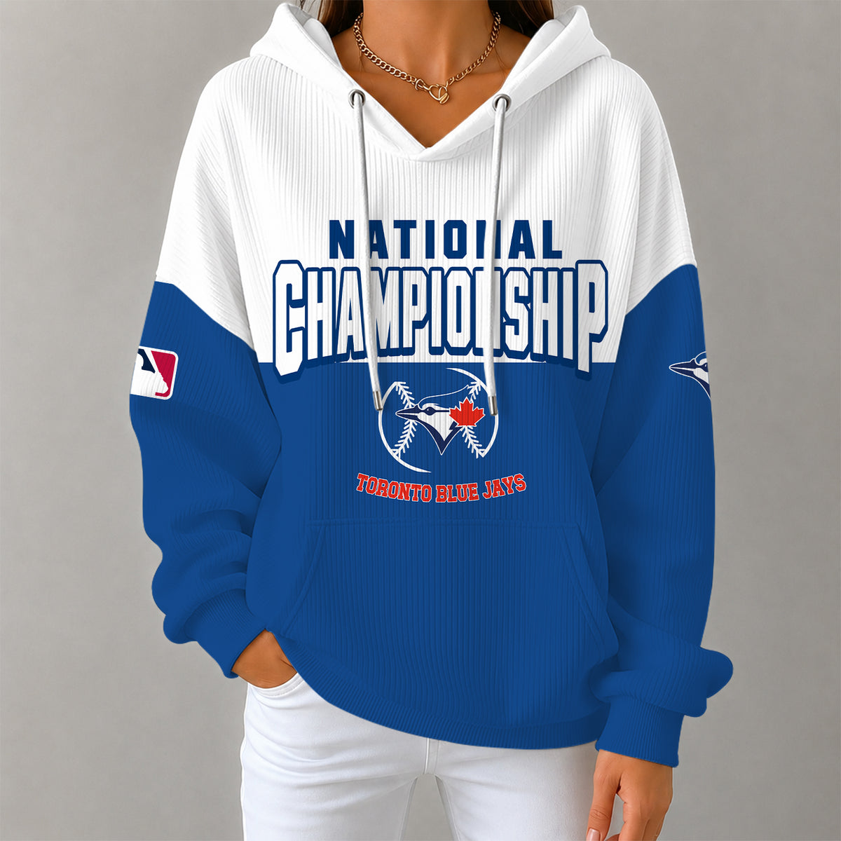[FLASH SALE] NEW CUSTOMIZED MLB12 TBJ TORONTO BLUE JAYS RIBBED HOODIE & SWEATSHIRT