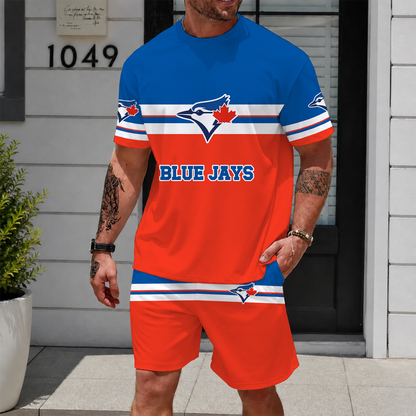 [FLASH SALE] NEW CUSTOMIZED MLB12 TBJ TORONTO BLUE JAYS UNISEX T-SHIRT & SHORTS SET