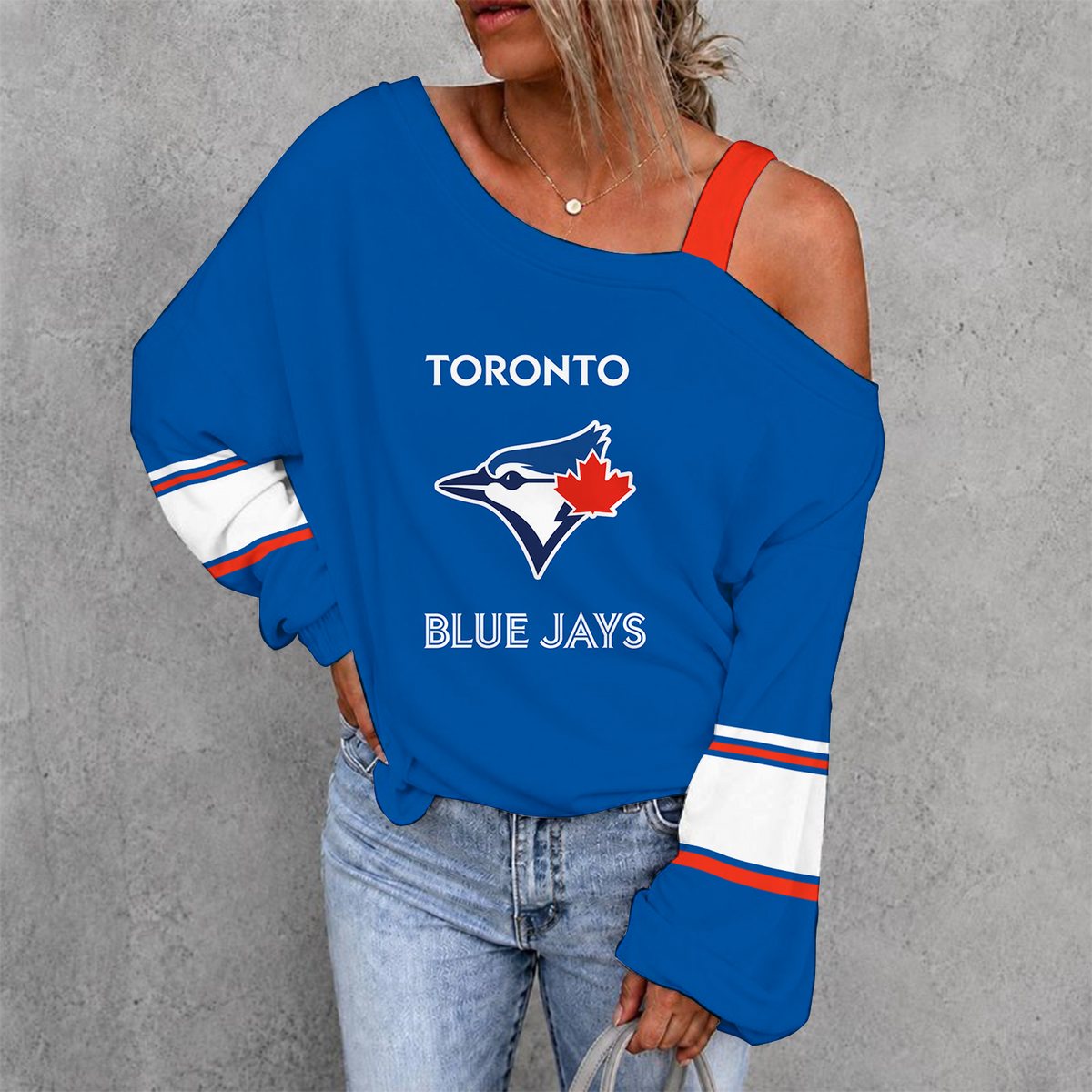 [FLASH SALE] NEW CUSTOMIZED MLB12 TBJ TORONTO BLUE JAYS DROP SHOULDER SWEATSHIRT