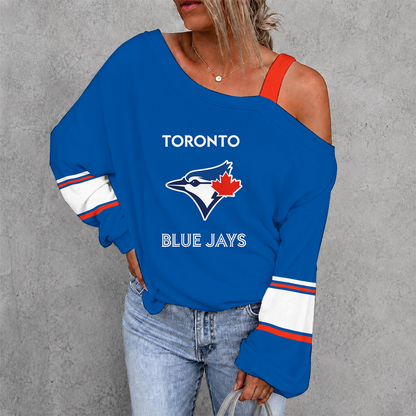 [FLASH SALE] NEW CUSTOMIZED MLB12 TBJ TORONTO BLUE JAYS DROP SHOULDER SWEATSHIRT