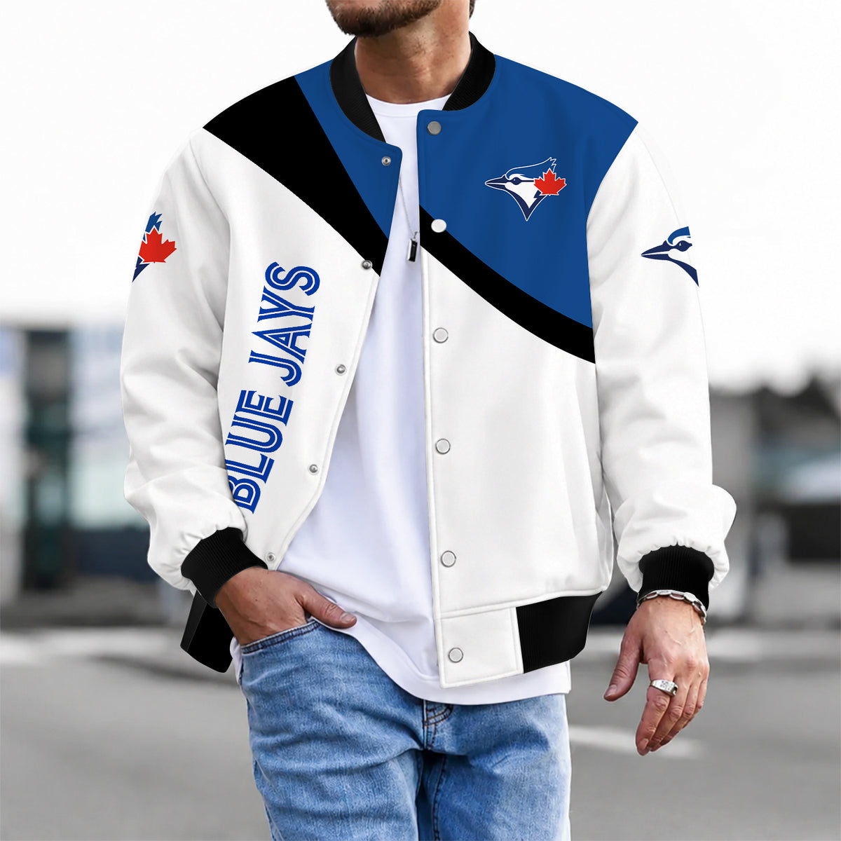 [FLASH SALE] NEW CUSTOMIZED MLB12 TBJ TORONTO BLUE JAYS SATIN VARSITY & BASEBALL JACKET