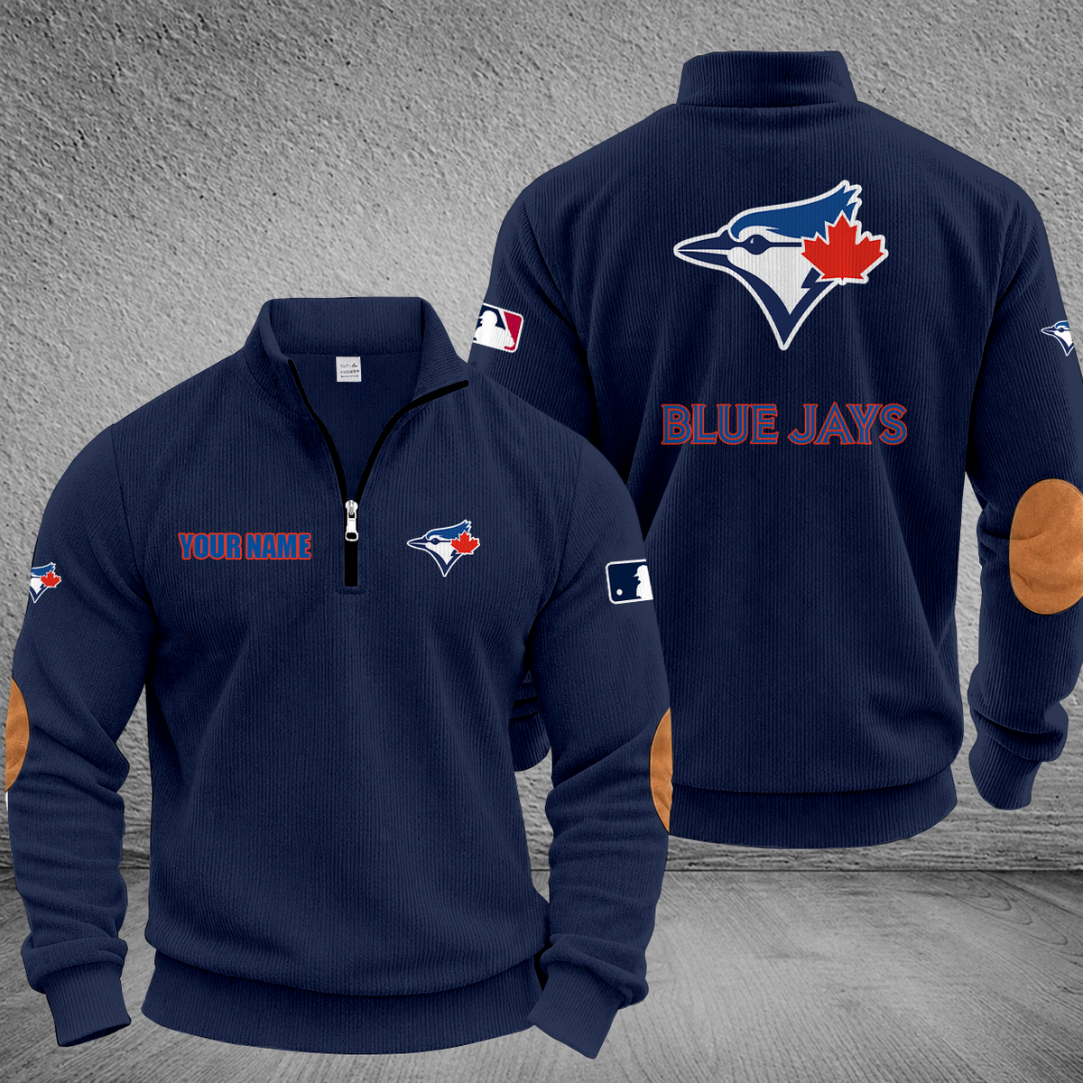 [FLASH SALE] NEW CUSTOMIZED MLB12 TBJ TORONTO BLUE JAYS MULTICOLOR STRIPED QUATER ZIP SWEATSHIRT