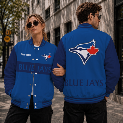 [FLASH SALE] NEW CUSTOMIZED MLB12 TBJ TORONTO BLUE JAYS SATIN VARSITY & BASEBALL JACKET