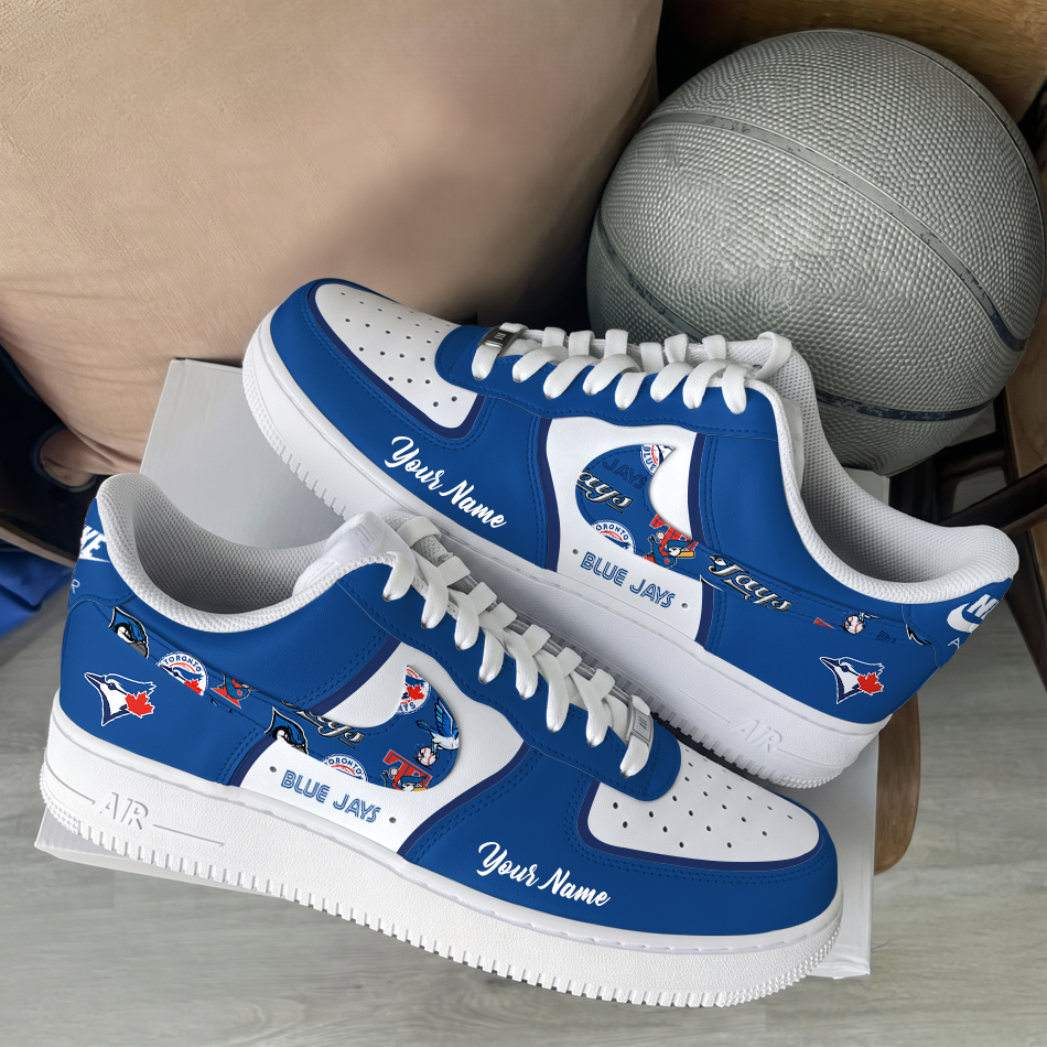 [FLASH SALE] NEW CUSTOMIZED MLB12 TBJ TORONTO BLUE JAYS AF1 SHOES