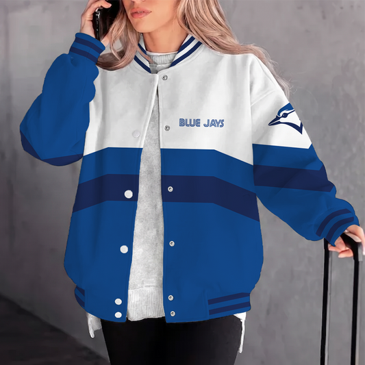 [FLASH SALE] NEW CUSTOMIZED MLB12 TBJ TORONTO BLUE JAYS SATIN VARSITY & BASEBALL JACKET