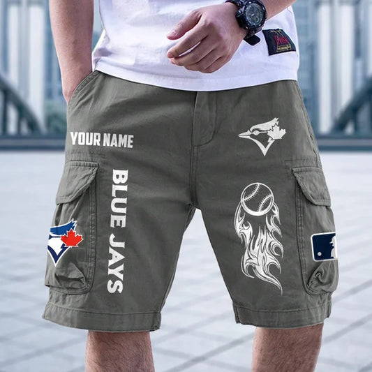 [FLASH SALE] NEW CUSTOMIZED MLB12 TBJ TORONTO BLUE JAYS MEN'S CARGO SHORTS