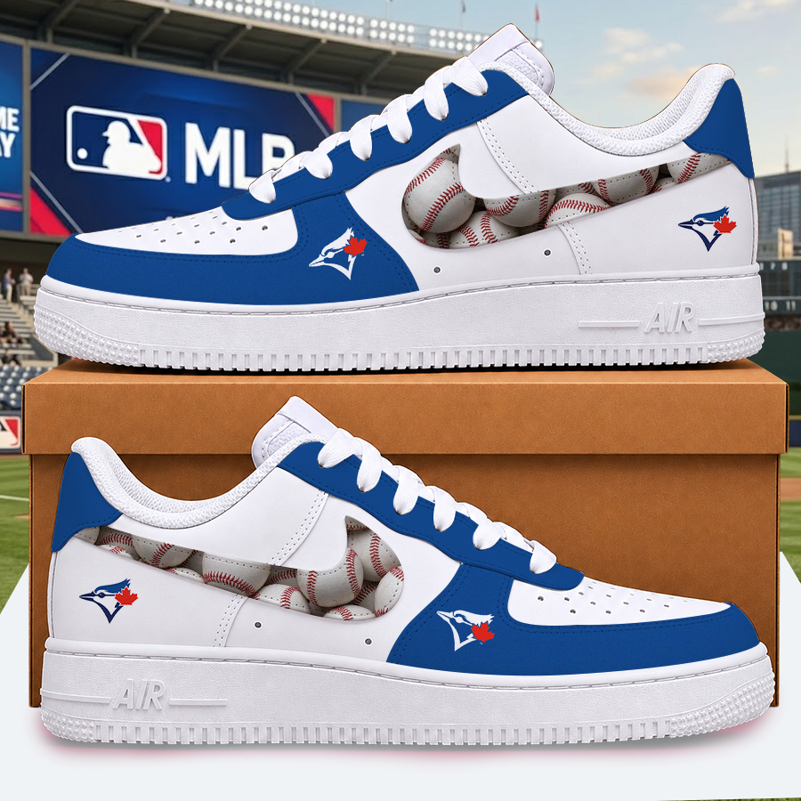 [FLASH SALE] NEW CUSTOMIZED MLB12 TBJ TORONTO BLUE JAYS AF1 SHOES