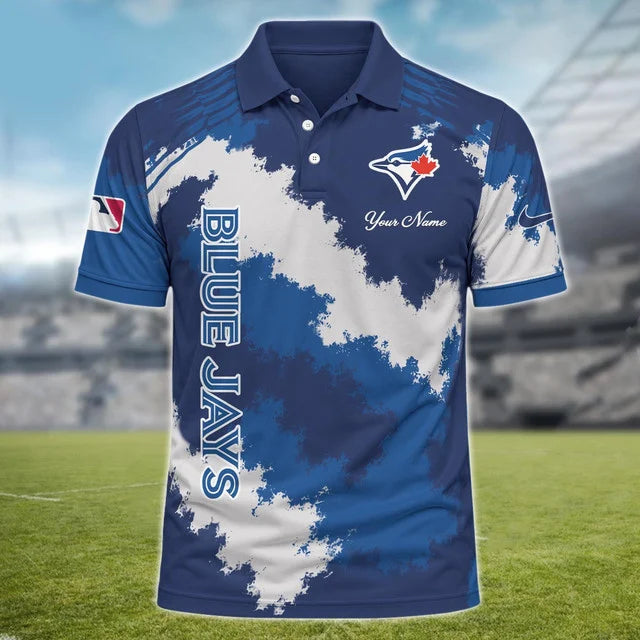 [FLASH SALE] NEW CUSTOMIZED MLB12 TBJ TORONTO BLUE JAYS MULTICOLOR POLO SHIRT