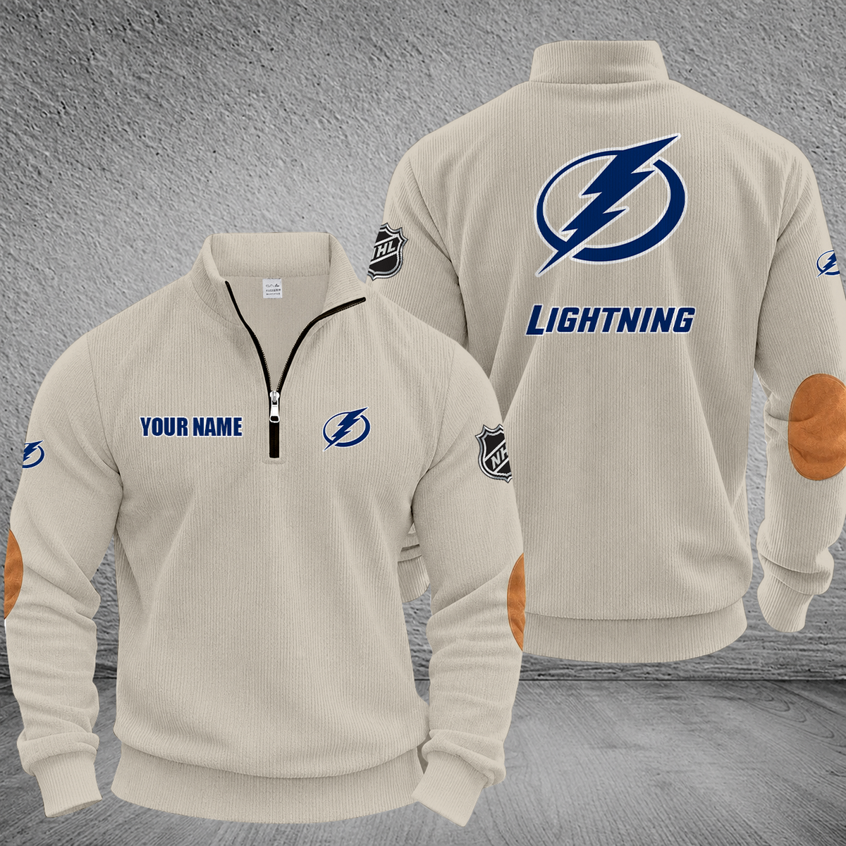[SUPER SALE] NEW CUSTOMIZED NHL12 TPL TAMPA BAY LIGHTNING MULTICOLOR STRIPED QUATER ZIP SWEATSHIRT