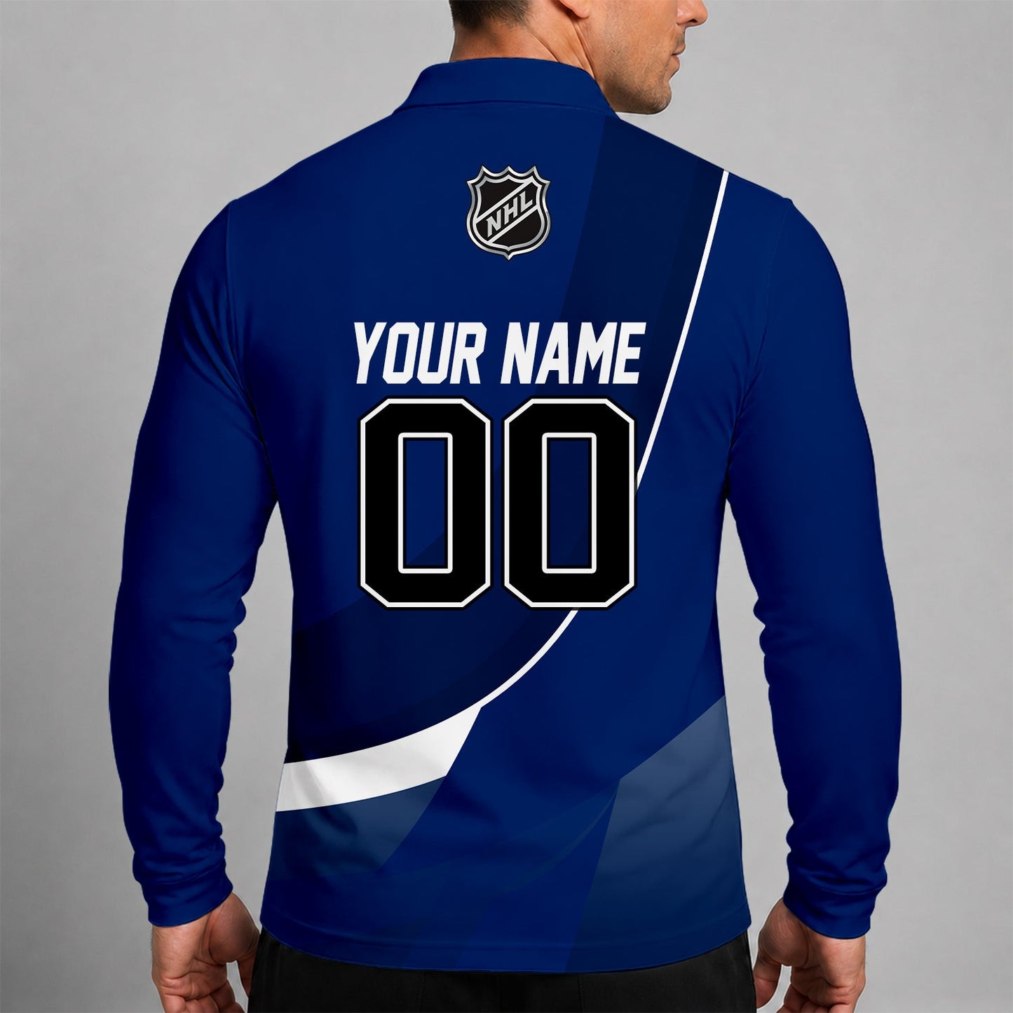 [SUPER SALE] NEW CUSTOMIZED NHL12 TPL TAMPA BAY LIGHTNING MEN LONG SLEEVE POLO
