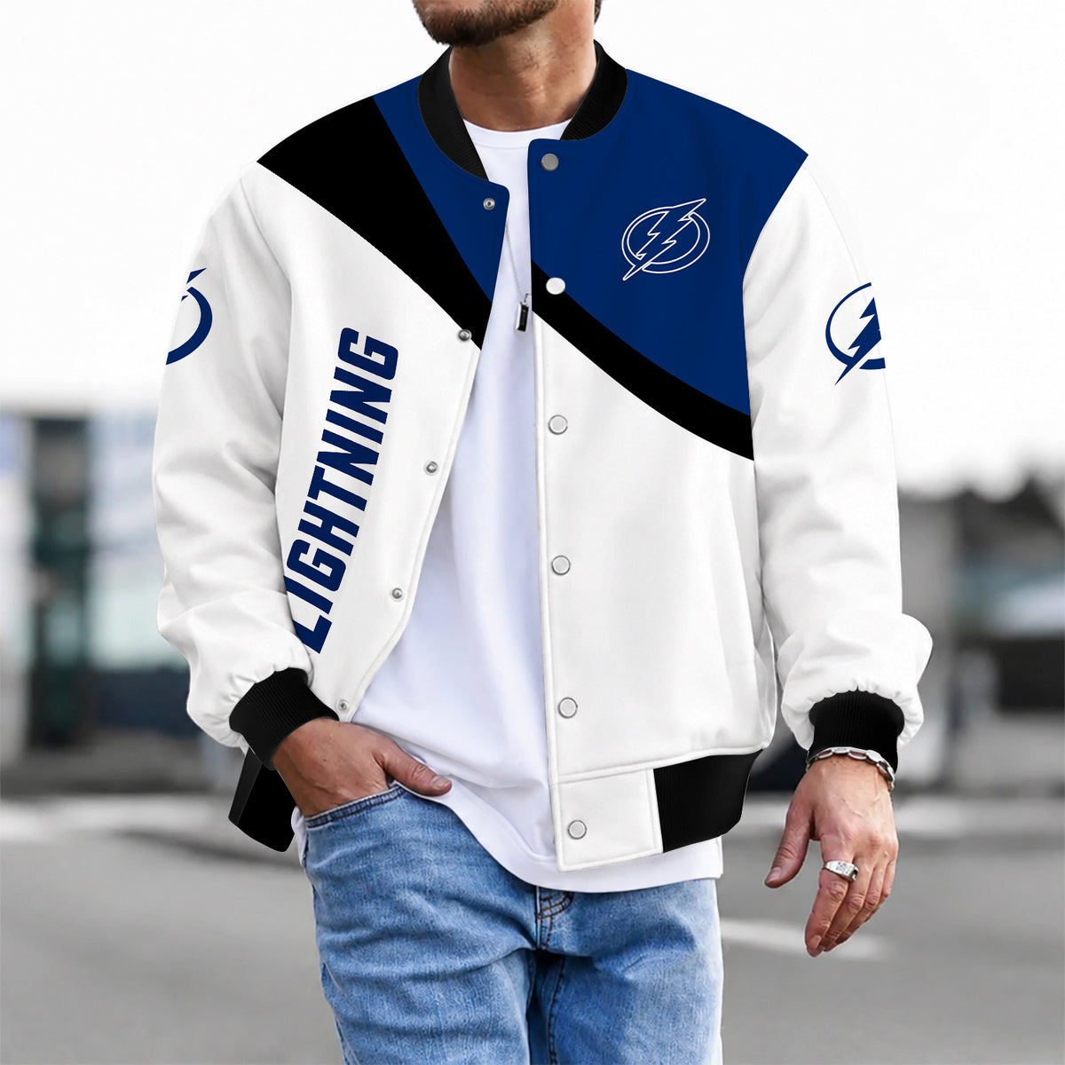 [SUPER SALE] NEW CUSTOMIZED NHL12 TPL TAMPA BAY LIGHTNING SATIN VARSITY JACKET & BASEBALL JACKET