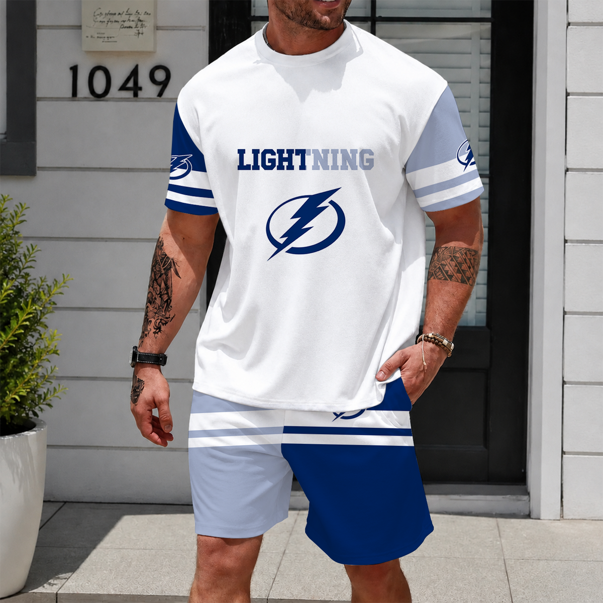 [SUPER SALE] NEW CUSTOMIZED NHL12 TPL TAMPA BAY LIGHTNING UNISEX T-SHIRT & SHORTS SET