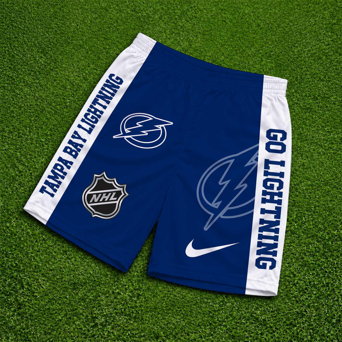 [SUPER SALE] NEW CUSTOMIZED NHL12 TPL TAMPA BAY LIGHTNING SHORT PANTS