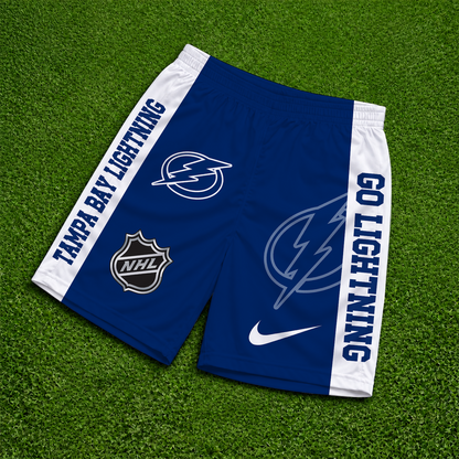 [SUPER SALE] NEW CUSTOMIZED NHL12 TPL TAMPA BAY LIGHTNING SHORT PANTS