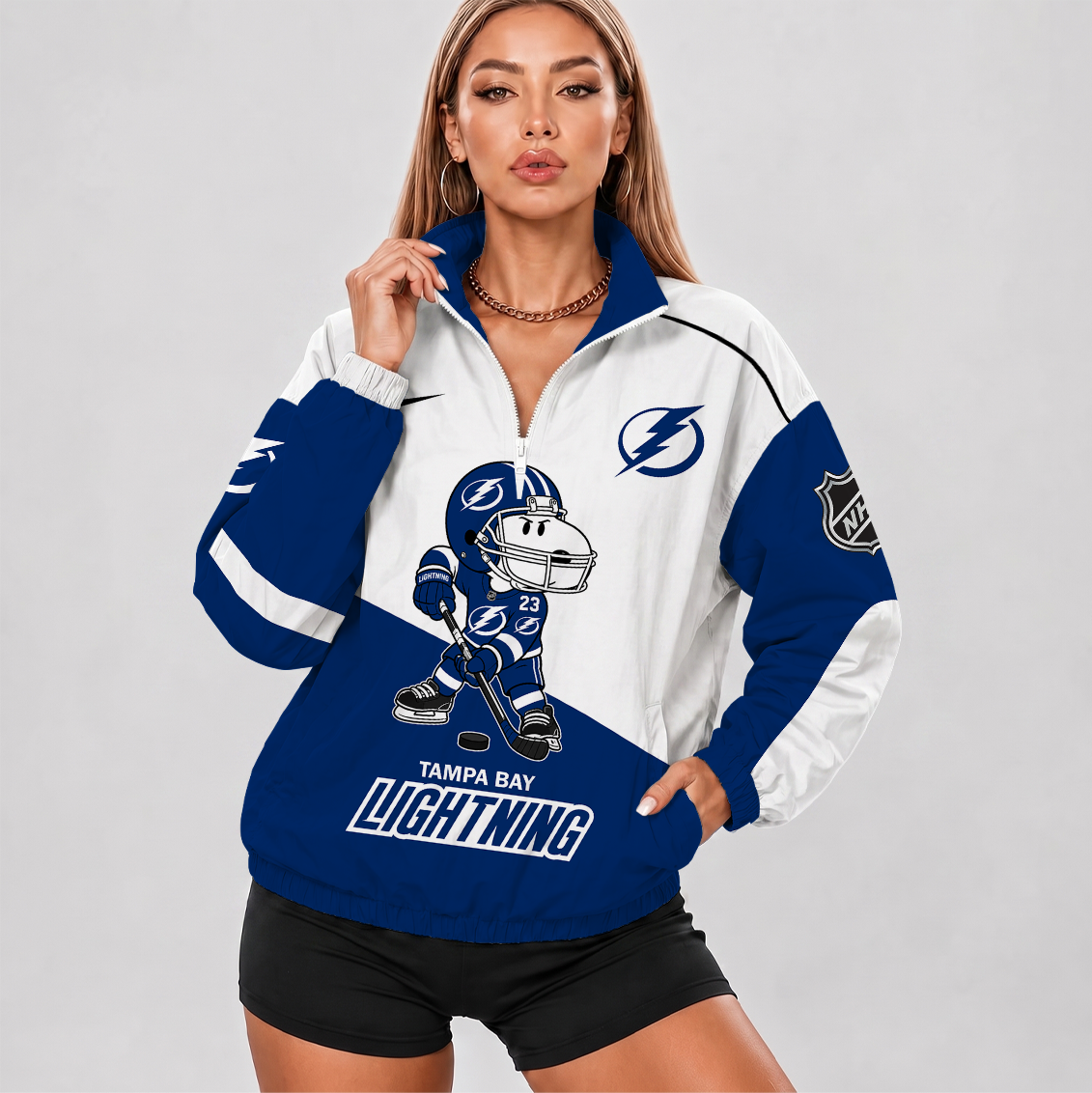 [SUPER SALE] NEW CUSTOMIZED NHL12 TPL TAMPA BAY LIGHTNING V-NECK ZIPPER SWEATSHIRT JACKET