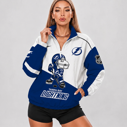 [SUPER SALE] NEW CUSTOMIZED NHL12 TPL TAMPA BAY LIGHTNING V-NECK ZIPPER SWEATSHIRT JACKET