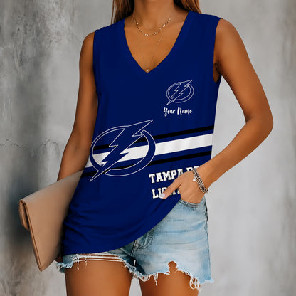 [SUPER SALE] NEW CUSTOMIZED NHL12 TPL TAMPA BAY LIGHTNING WOMEN'S V-NECK TANK TOP