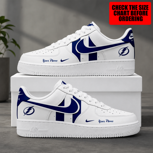 [SUPER SALE] NEW CUSTOMIZED NHL12 TPL TAMPA BAY LIGHTNING AF1 SHOES