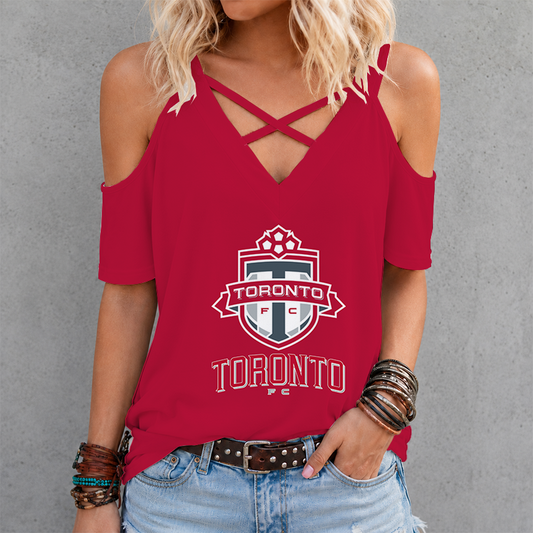 [FAN EXCLUSIVE] NEW CUSTOMIZED MLS12 TRT TORONTO FC CRISS CROSS V-NECK TOP