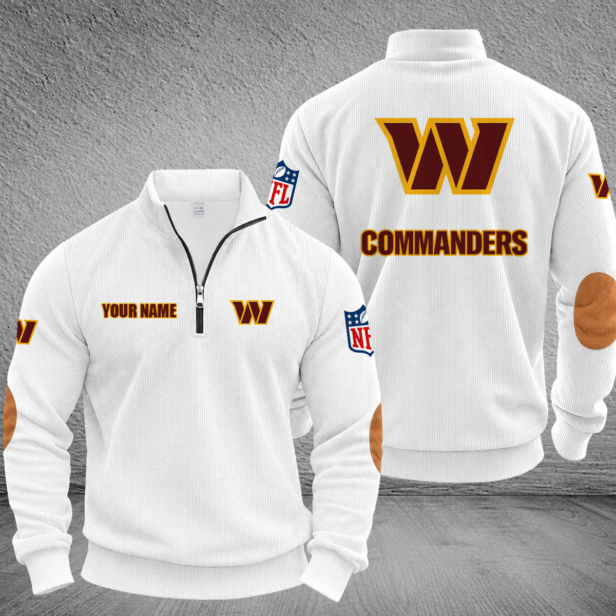 [SPECIAL OFFER] NEW CUSTOMIZED NFL12 WTC WASHINGTON COMMANDERS MULTICOLOR STRIPED QUATER ZIP SWEATSHIRT