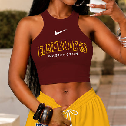 [SPECIAL OFFER] NEW CUSTOMIZED NFL12 WTC WASHINGTON COMMANDERS WOMEN'S CROP TOP & LONGPANTS SET