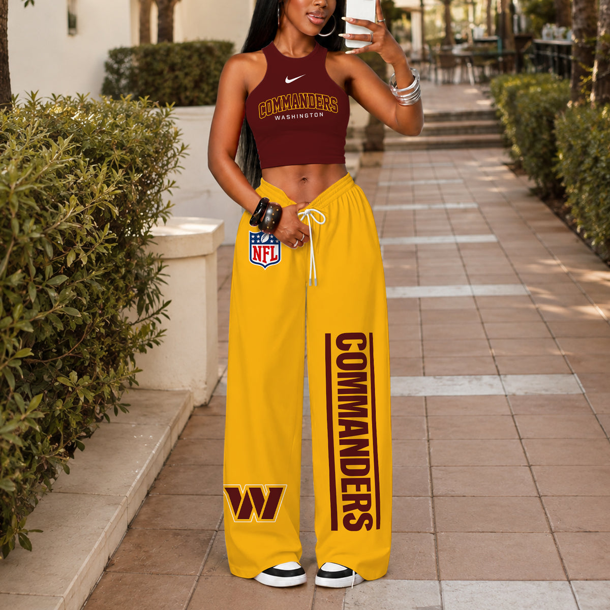 [SPECIAL OFFER] NEW CUSTOMIZED NFL12 WTC WASHINGTON COMMANDERS WOMEN'S CROP TOP & LONGPANTS SET