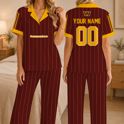 [SPECIAL OFFER] NEW CUSTOMIZED NFL12 WTC WASHINGTON COMMANDERS SHORT SLEEVE & LONG PANTS PAJAMAS SET