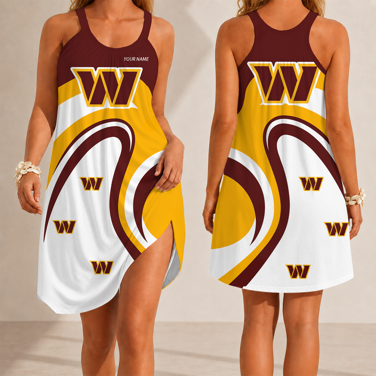 [SPECIAL OFFER] NEW CUSTOMIZED NFL12 WTC WASHINGTON COMMANDERS CAMISOLE DRESS