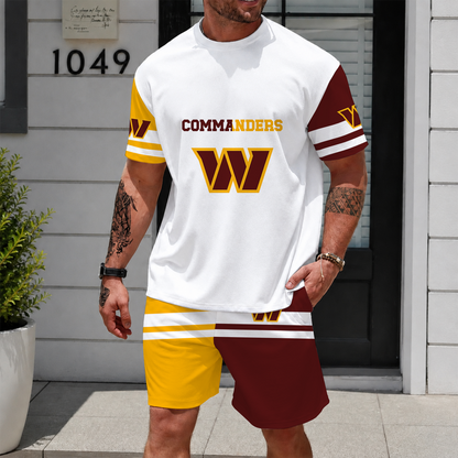 [SPECIAL OFFER] NEWCUSTOMIZED NFL12 WTC WASHINGTON COMMANDERS UNISEX T-SHIRT & SHORTS SET