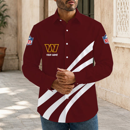 [SPECIAL OFFER] NEW CUSTOMIZED NFL12 WTC WASHINGTON COMMANDERS MEN'S LONG SLEEVE BUTTON-UP SHIRT