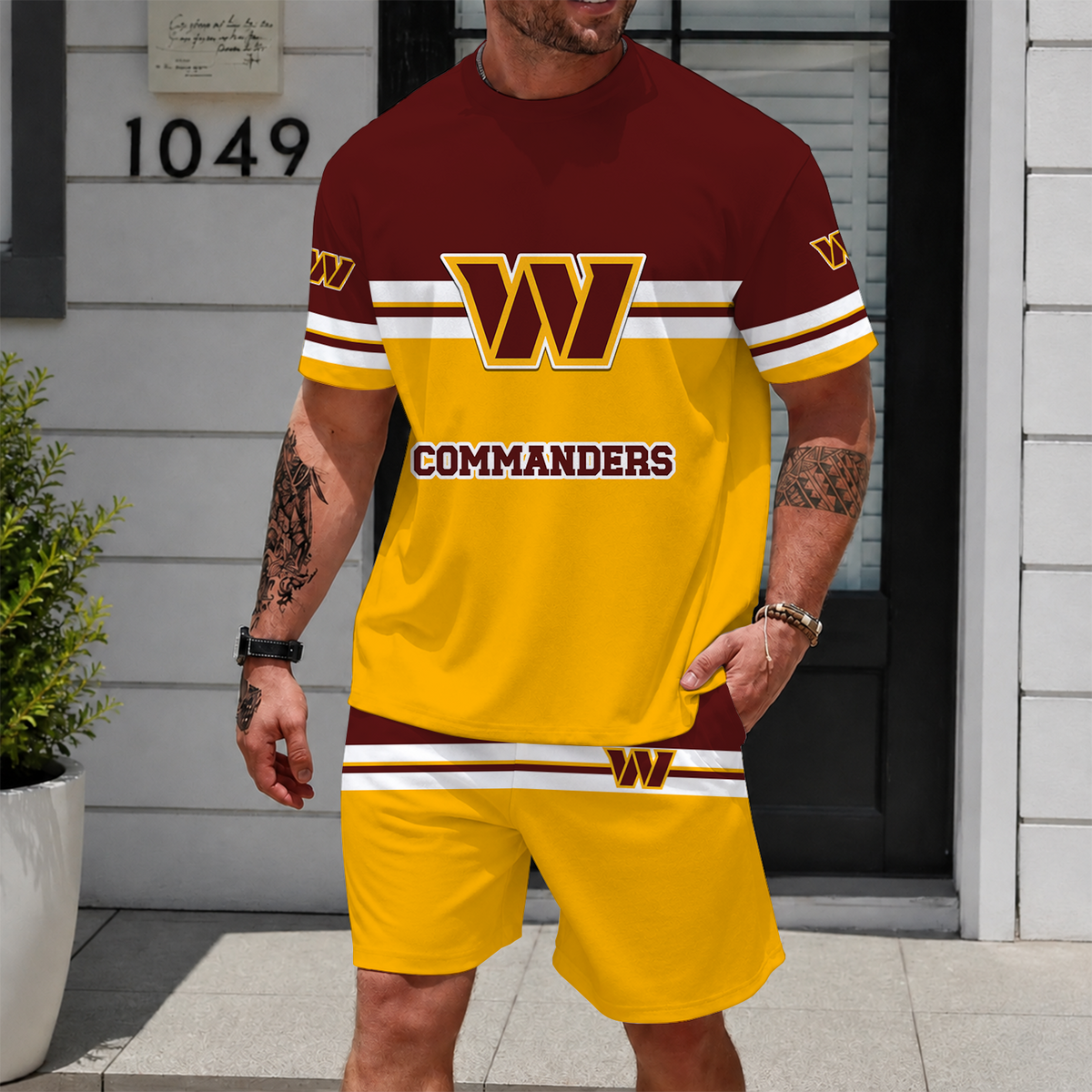 [SPECIAL OFFER] NEWCUSTOMIZED NFL12 WTC WASHINGTON COMMANDERS UNISEX T-SHIRT & SHORTS SET