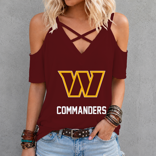 [SPECIAL OFFER] NEW CUSTOMIZED NFL12 WTC WASHINGTON COMMANDERS CRISS CROSS V-NECK TOP