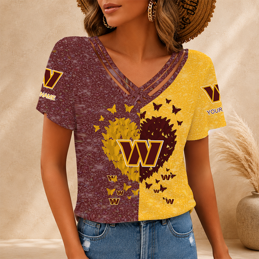 [SPECIAL OFFER] NEW CUSTOMIZED NFL12 WTC WASHINGTON COMMANDERS V-NECK SHIRT