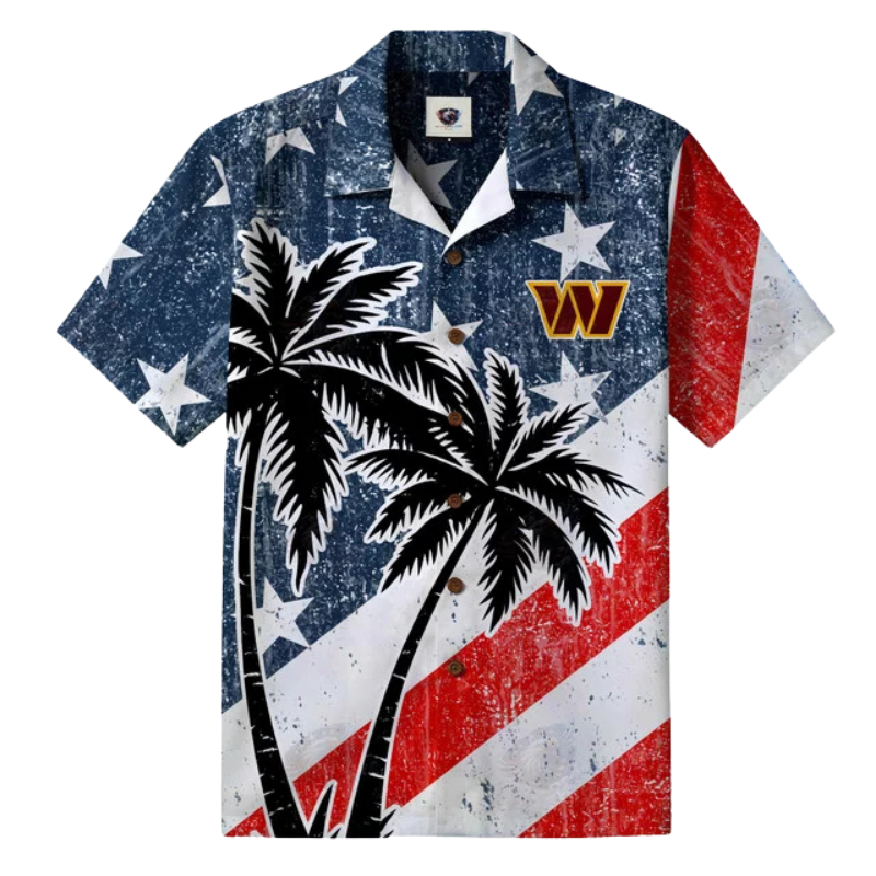 LIMITED EDITION - NEW CUSTOMIZED NFL12 WTC WASHINGTON COMMANDERS PATRIOTIC 250 USA HAWAIIAN SHIRT