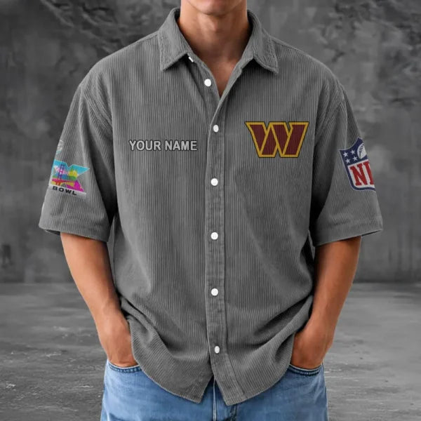 [HOT DEAL] NEW CUSTOMIZED NFL12 WTC WASHINGTON COMMANDERS SEERSUCKER BUTTON SHIRT