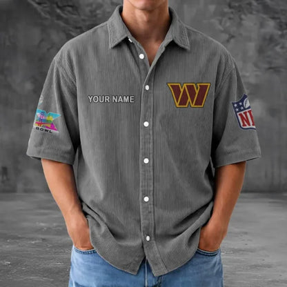 [HOT DEAL] NEW CUSTOMIZED NFL12 WTC WASHINGTON COMMANDERS SEERSUCKER BUTTON SHIRT