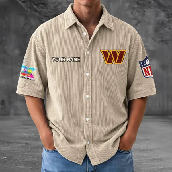 [HOT DEAL] NEW CUSTOMIZED NFL12 WTC WASHINGTON COMMANDERS SEERSUCKER BUTTON SHIRT
