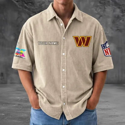 [HOT DEAL] NEW CUSTOMIZED NFL12 WTC WASHINGTON COMMANDERS SEERSUCKER BUTTON SHIRT