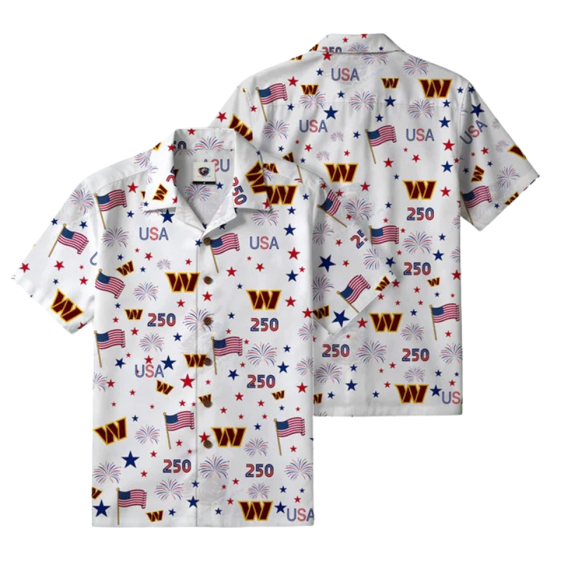 LIMITED EDITION - NEW CUSTOMIZED NFL12 WTC WASHINGTON COMMANDERS PATRIOTIC 250 USA HAWAIIAN SHIRT