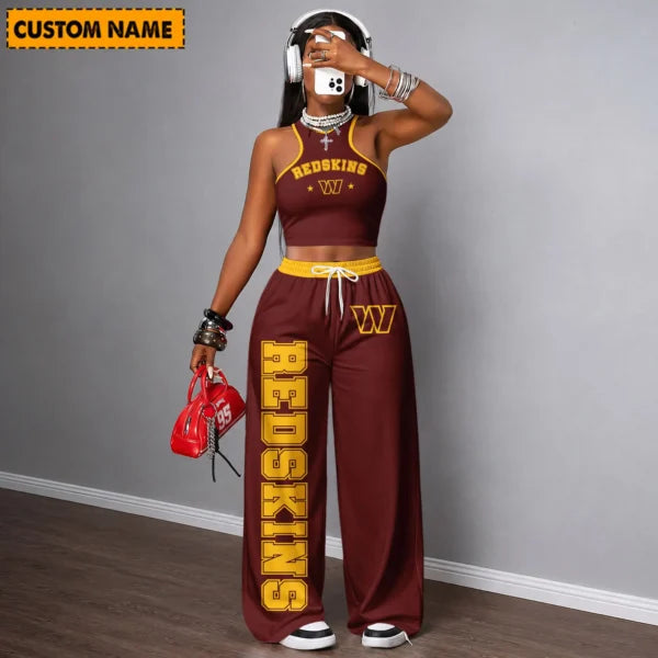 [SPECIAL OFFER] NEW CUSTOMIZED NFL12 WTC WASHINGTON COMMANDERS WOMEN'S CROP TOP & LONGPANTS SET