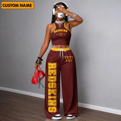 [SPECIAL OFFER] NEW CUSTOMIZED NFL12 WTC WASHINGTON COMMANDERS WOMEN'S CROP TOP & LONGPANTS SET