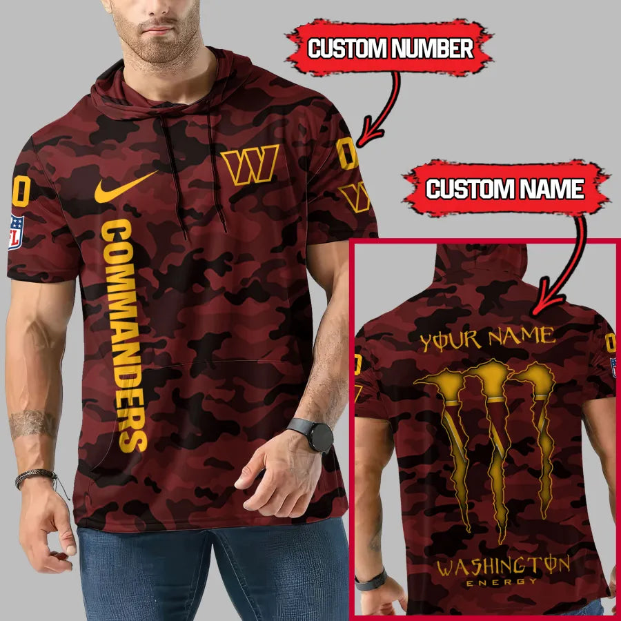 [HOT DEAL] NEW CUSTOMIZED NFL12 WTC WASHINGTON COMMANDERS SHORT SLEEVE HOODIE