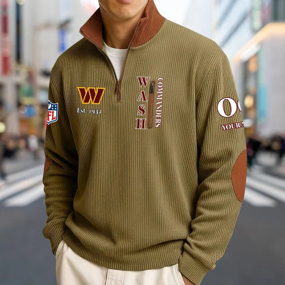 [SPECIAL OFFER] NEW CUSTOMIZED NFL12 WTC WASHINGTON COMMANDERS MULTICOLOR STRIPED QUATER ZIP SWEATSHIRT